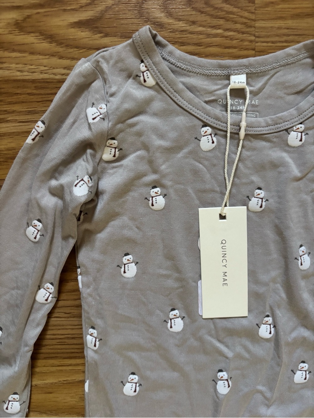 Quincy Mae ✨ Grey Snowman Long-Sleeve Pajama Set